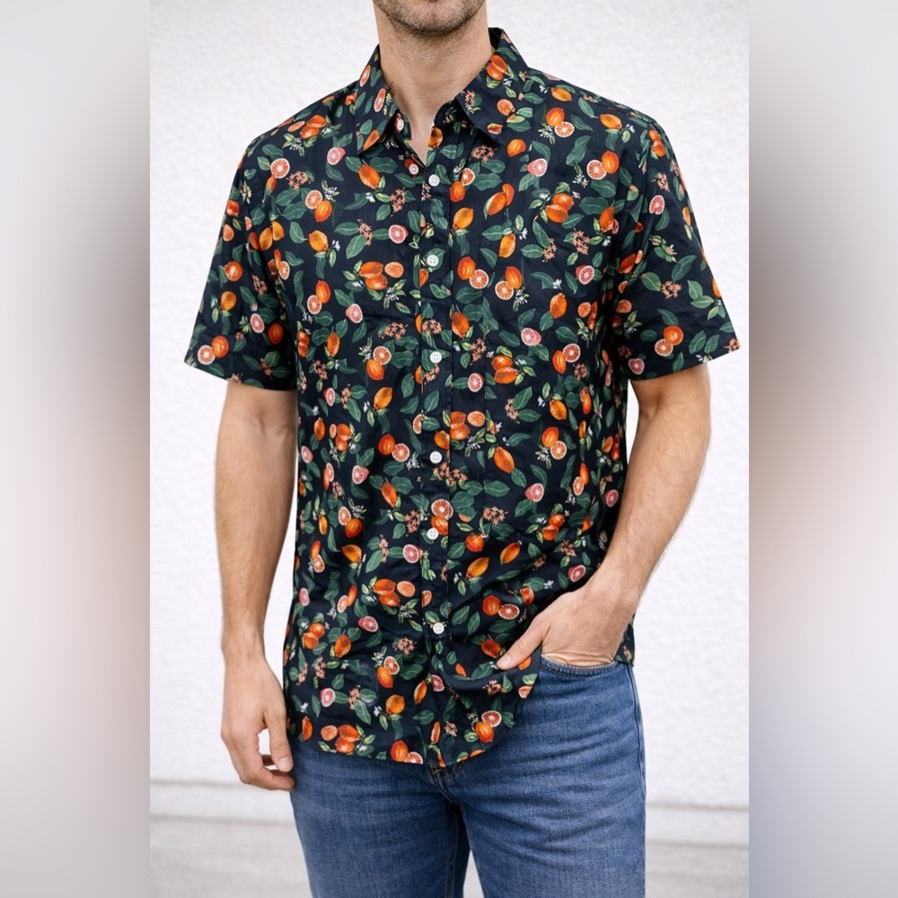 Vibrant Ledbury SS men’s citrus Print Men's Shirt